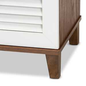Baxton Studio Baxton Coolidge Modern 8-Shelf Wood Shoe Storage Cabinet in Walnut Finish for Chic Entryway Organization FP-04LV-Walnut/White