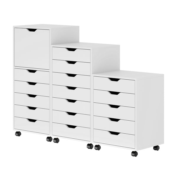 Winsome Wood Halifax 3-piece Mobile Storage Cabinet Set With 17 Drawers For Home Office And Organizing Needs White Composite Wood 10395-winsome-wood