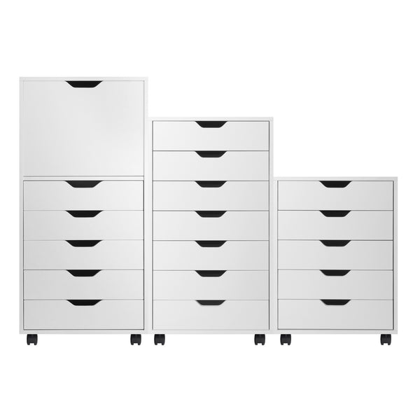 Winsome Wood Halifax 3-piece Mobile Storage Cabinet Set With 17 Drawers For Home Office And Organizing Needs White Composite Wood 10395-winsome-wood