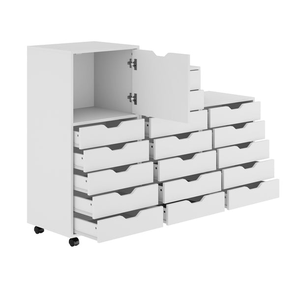 Winsome Wood Halifax 3-piece Mobile Storage Cabinet Set With 17 Drawers For Home Office And Organizing Needs White Composite Wood 10395-winsome-wood