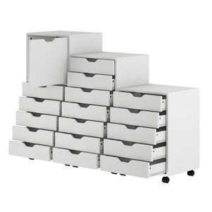 Winsome Wood Halifax 3-piece Mobile Storage Cabinet Set With 17 Drawers For Home Office And Organizing Needs White Composite Wood 10395-winsome-wood