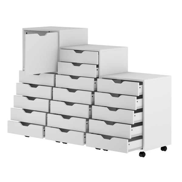 Winsome Wood Halifax 3-piece Mobile Storage Cabinet Set With 17 Drawers For Home Office And Organizing Needs White Composite Wood 10395-winsome-wood