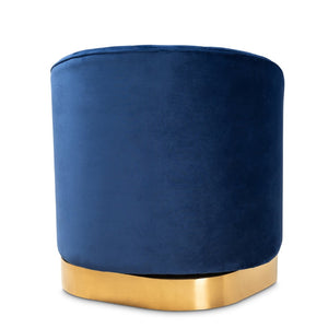 Baxton Studio Baxton Studio Glam Royal Blue Velvet Swivel Accent Chair with Gold Base for Chic Living Spaces TSF-6642-Royal Blue/Gold-CC