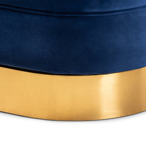 Baxton Studio Baxton Studio Glam Royal Blue Velvet Swivel Accent Chair with Gold Base for Chic Living Spaces TSF-6642-Royal Blue/Gold-CC