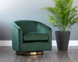 Hazel Swivel Lounge Chair - Gold - Deep Green Sky 103999 Sunpan