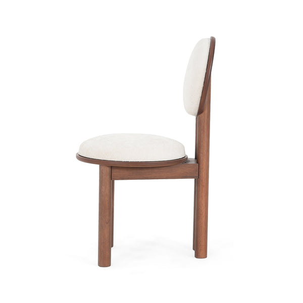 English Elm Christopher Knight Home® - Polyester Modern Fabric Dining Chair Set of 2 with Solid Wood Frame, Armless 3-Leg Design for Comfort Beige,Walnut N771P243027T