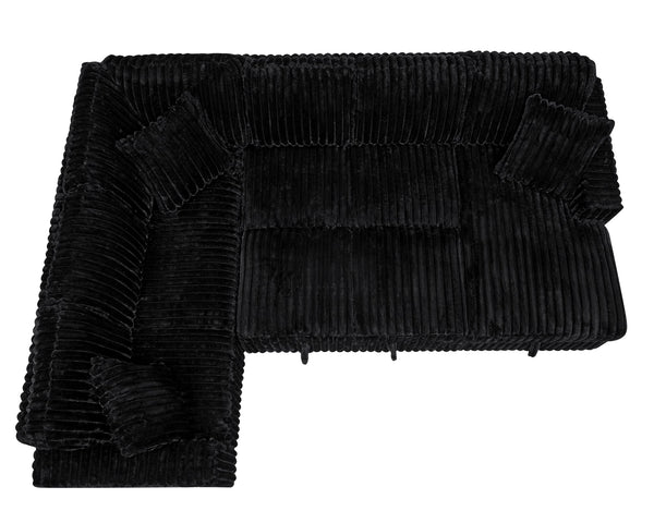 English Elm 122 Plush U-Shape Sectional Sofa Bed with USB Ports, Hidden Storage Chaise & Spacious Armrest Comfort Black W1417S00135