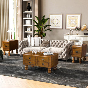 English Elm Solid Wood End Table - Vintage-Style Narrow Nightstand With Drawer For Small Spaces, Easy Assembly! W1202P176736-GIGA