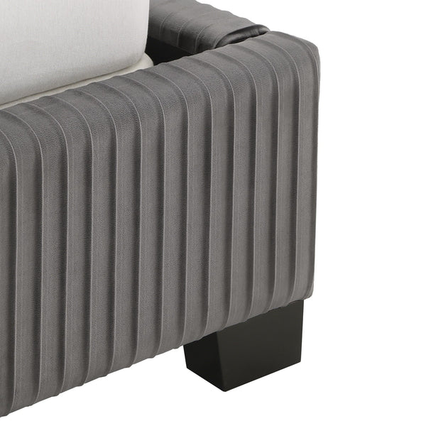 Damara Pleated Velvet Upholstered Eastern King Bed Rubberwood Frame Modern Bedroom