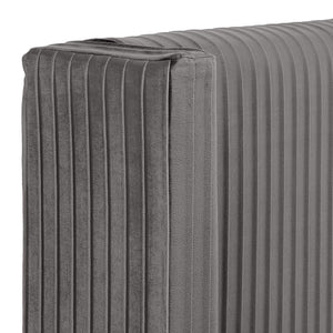 Damara Pleated Velvet Upholstered Eastern King Bed Rubberwood Frame Modern Bedroom