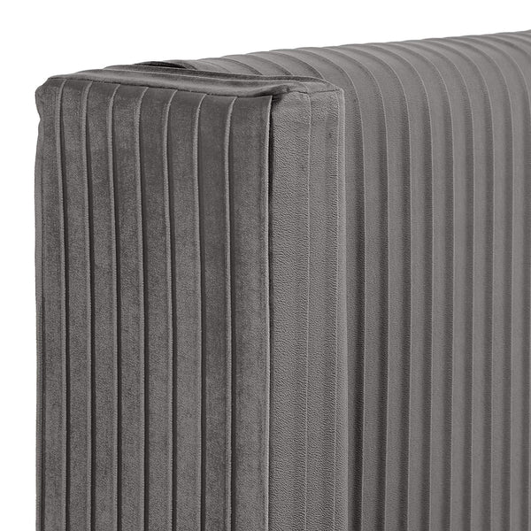 Damara Pleated Velvet Upholstered Eastern King Bed Rubberwood Frame Modern Bedroom