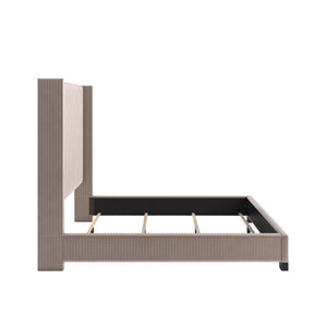 Damara Pleated Velvet Upholstered Eastern King Bed Rubberwood Frame Modern Bedroom