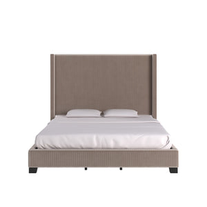 Damara Pleated Velvet Upholstered Eastern King Bed Rubberwood Frame Modern Bedroom