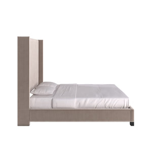 Damara Pleated Velvet Upholstered Eastern King Bed Rubberwood Frame Modern Bedroom
