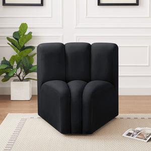 Arc Black Velvet Curved Corner 103Black-CC Meridian Furniture