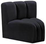 Arc Black Velvet Curved Corner 103Black-CC Meridian Furniture