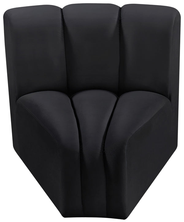 Arc Black Velvet Curved Corner 103Black-CC Meridian Furniture