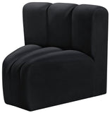 Arc Black Velvet Curved Corner 103Black-CC Meridian Furniture