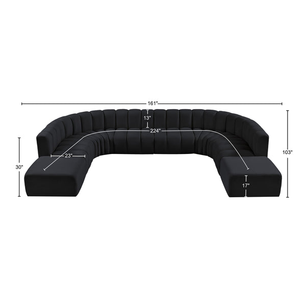 Arc Black Velvet Modular Sofa 103Black-S10A Meridian Furniture