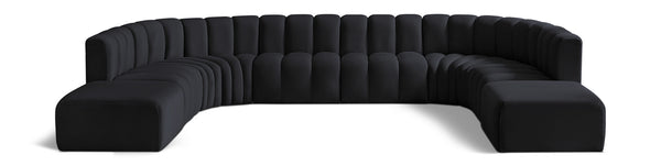 Arc Black Velvet Modular Sofa 103Black-S10A Meridian Furniture