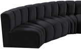 Arc Black Velvet Modular Sofa 103Black-S10A Meridian Furniture