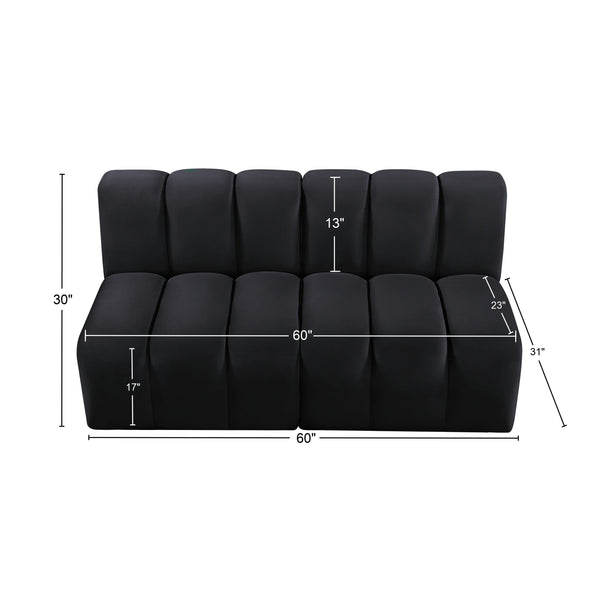 Arc Black Velvet Modular Sofa 103Black-S2A Meridian Furniture