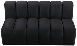 Arc Black Velvet Modular Sofa 103Black-S2A Meridian Furniture