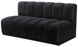 Arc Black Velvet Modular Sofa 103Black-S2A Meridian Furniture