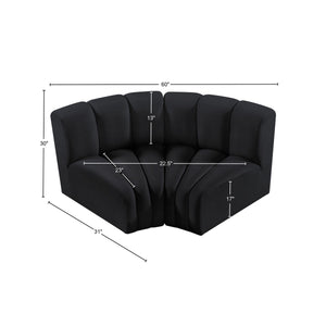 Arc Black Velvet Modular Sofa 103Black-S2B Meridian Furniture