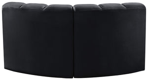 Arc Black Velvet Modular Sofa 103Black-S2B Meridian Furniture