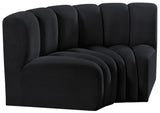 Arc Black Velvet Modular Sofa 103Black-S2B Meridian Furniture