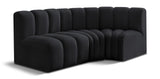 Arc Black Velvet Modular Sofa 103Black-S3A Meridian Furniture