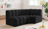 Arc Black Velvet Modular Sofa 103Black-S3A Meridian Furniture