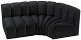 Arc Black Velvet Modular Sofa 103Black-S3A Meridian Furniture