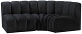 Arc Black Velvet Modular Sofa 103Black-S3A Meridian Furniture