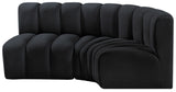 Arc Black Velvet Modular Sofa 103Black-S3A Meridian Furniture