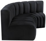 Arc Black Velvet Modular Sofa 103Black-S3A Meridian Furniture