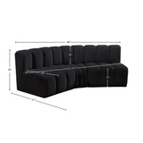 Arc Black Velvet Modular Sofa 103Black-S3B Meridian Furniture