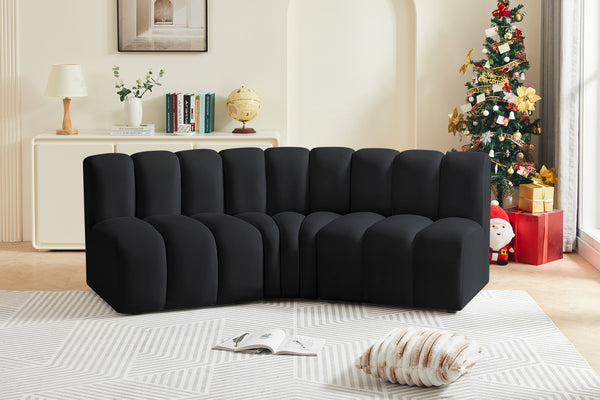 Arc Black Velvet Modular Sofa 103Black-S3B Meridian Furniture