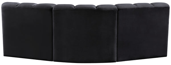 Arc Black Velvet Modular Sofa 103Black-S3B Meridian Furniture
