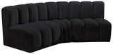 Arc Black Velvet Modular Sofa 103Black-S3B Meridian Furniture