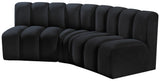 Arc Black Velvet Modular Sofa 103Black-S3B Meridian Furniture