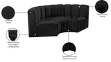 Arc Black Velvet Modular Sofa 103Black-S3C Meridian Furniture