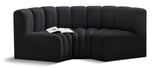 Arc Black Velvet Modular Sofa 103Black-S3C Meridian Furniture