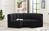 Arc Black Velvet Modular Sofa 103Black-S3C Meridian Furniture