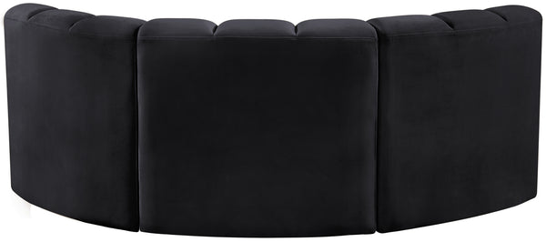 Arc Black Velvet Modular Sofa 103Black-S3C Meridian Furniture
