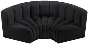 Arc Black Velvet Modular Sofa 103Black-S3C Meridian Furniture