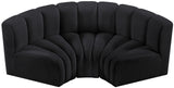 Arc Black Velvet Modular Sofa 103Black-S3C Meridian Furniture