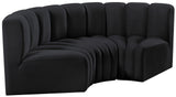 Arc Black Velvet Modular Sofa 103Black-S3C Meridian Furniture