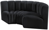 Arc Black Velvet Modular Sofa 103Black-S3C Meridian Furniture